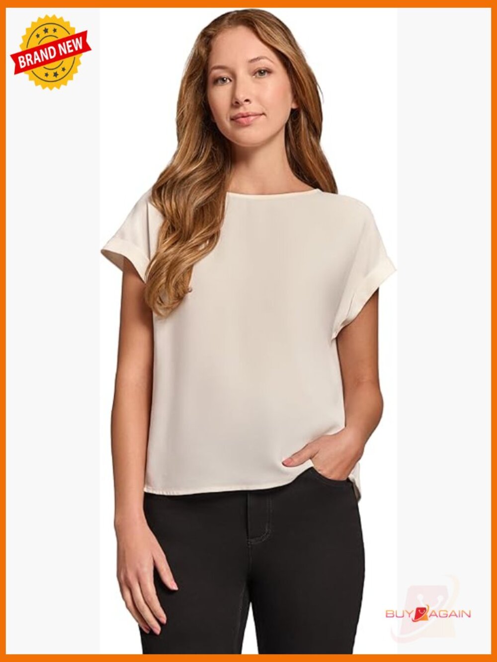 Short Sleeve Blouse With Button Detail, Polyester, Work To Casual